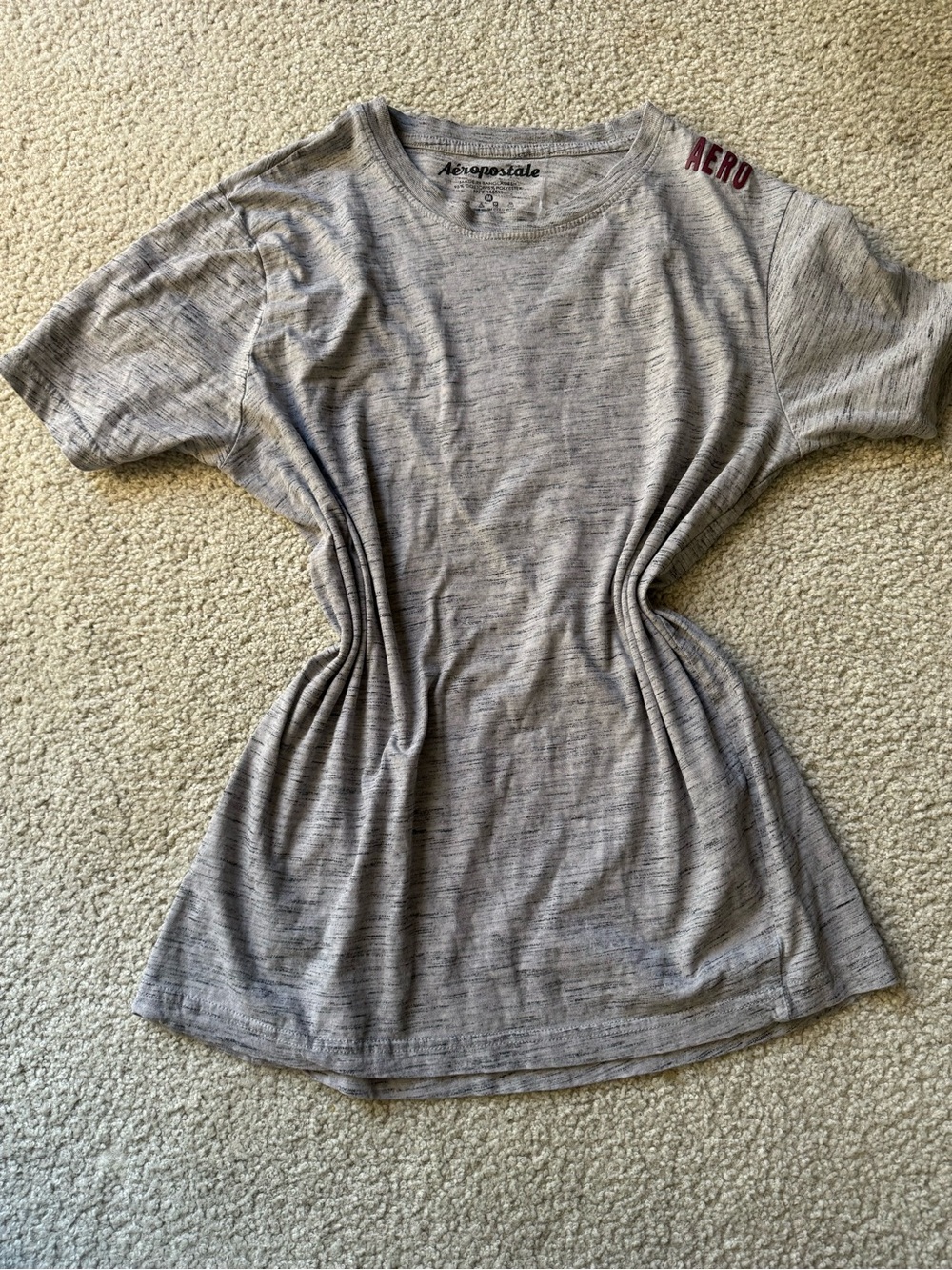 Aeropostale Women's Heather Gray Short Sleeve Tee with Marled Texture